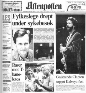 Forside Aftenposten etter Kalvøya-festivalen 1986